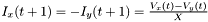 $ I_x(t+1) = -I_y(t+1) = \frac{V_x(t)-V_y(t)}{X} $
