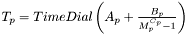 $T_p=TimeDial\left(A_p+\frac{B_p}{M_p^{C_p}-1}\right)$